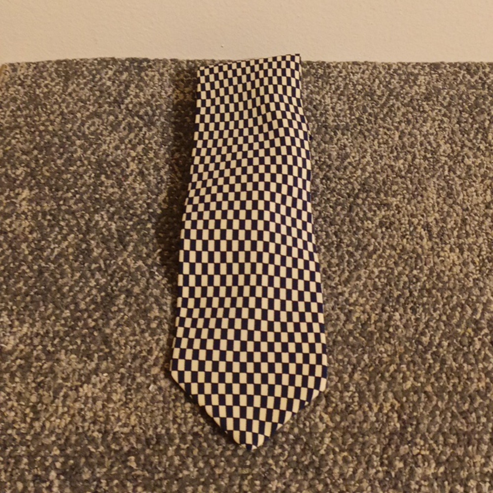Signori Dei Signori Mens Blue And White Checkered Italian 100% Silk Tie